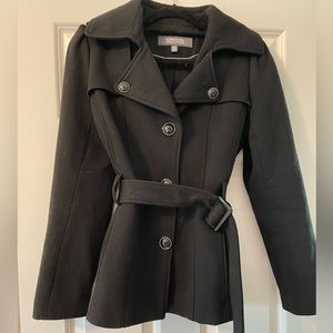 Black Kenneth Cole Reaction Trench Wrap Coat